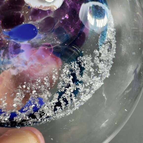 Venetian Italian Art Glass Paperweight Hand Blown With Silver Flecks Multicolor - Picture 9 of 15
